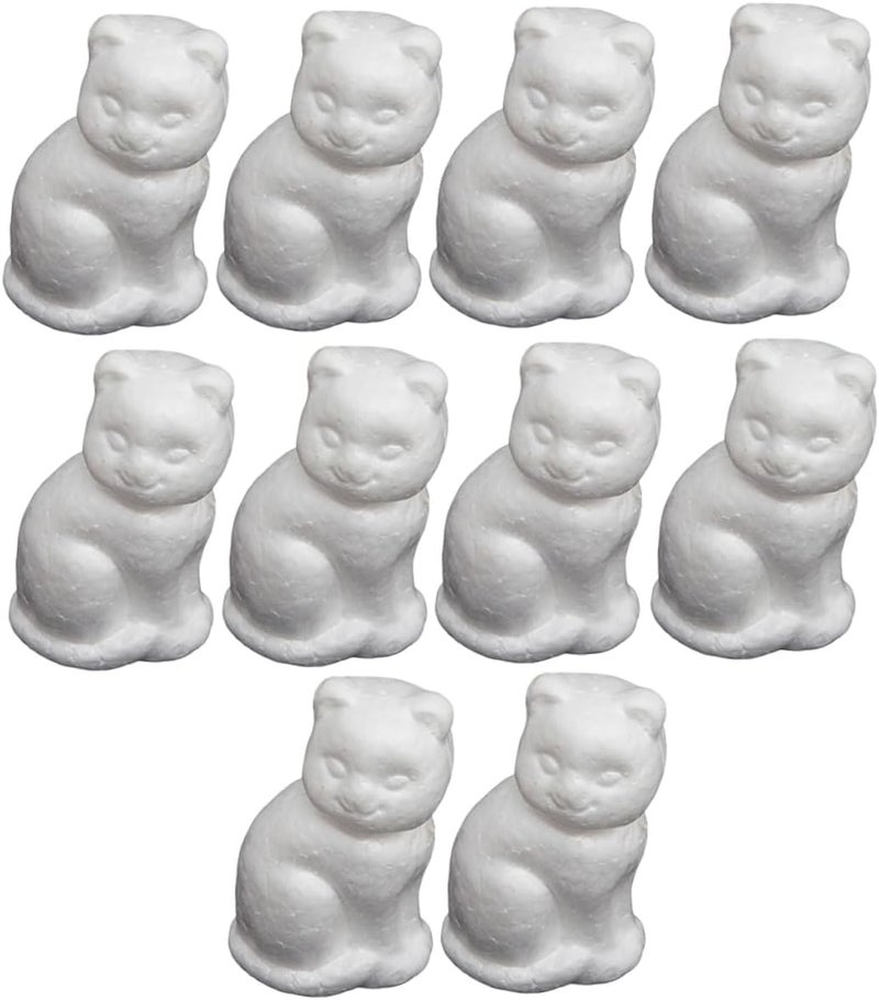 HOMSFOU 10pcs DIY Foam Cat Models for Painting and Crafts Blank Foam Model Kit for Creative Projects Lightweight and Easy to Use - Image 1