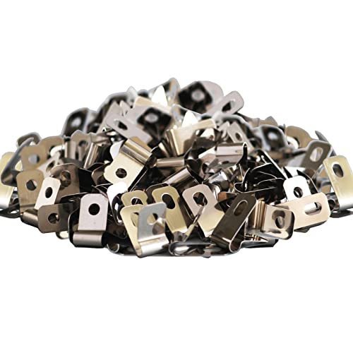 Yowlieu 100 Pcs Fence Wire Clamps for 2-6 Gauge Wire Fencing, Stainless Steel Wire Clips Mount Welded Wire to Vinyl, Wood or Metal Fence - Image 1
