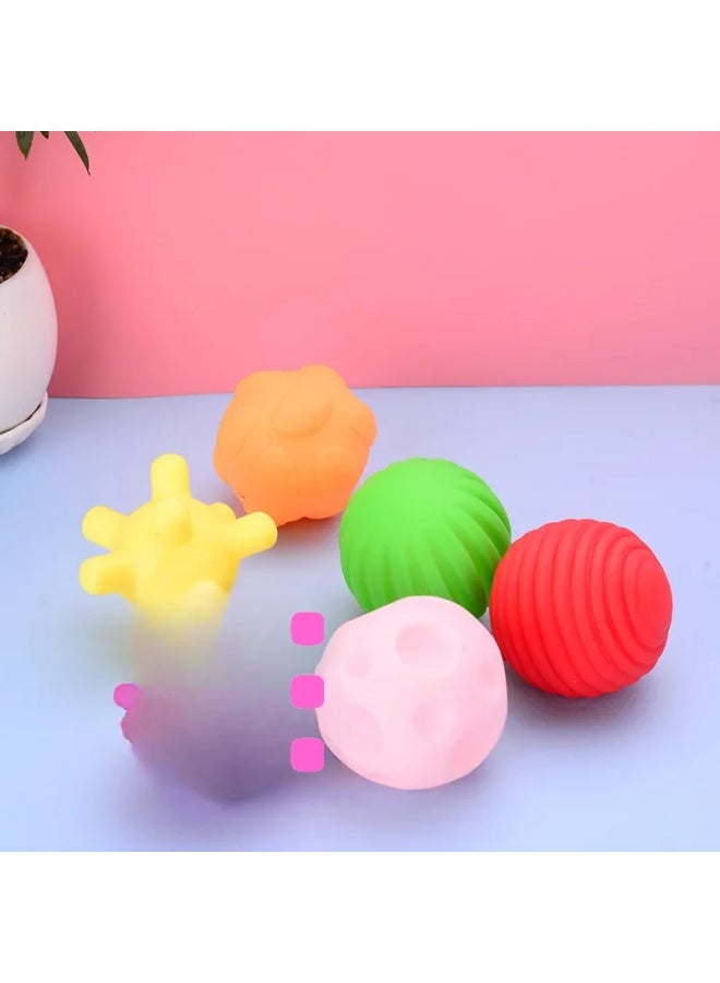 إسكدنيا كرة مطاطية ناعمة متعددة الملمس للرضع من عمر 0 ​​إلى 12 شهرًا، كرة استشعار للأطفال الزحف لعبة تدليك مادة بلاستيكية - اللون: كرة إمساك صفراء - Image 4