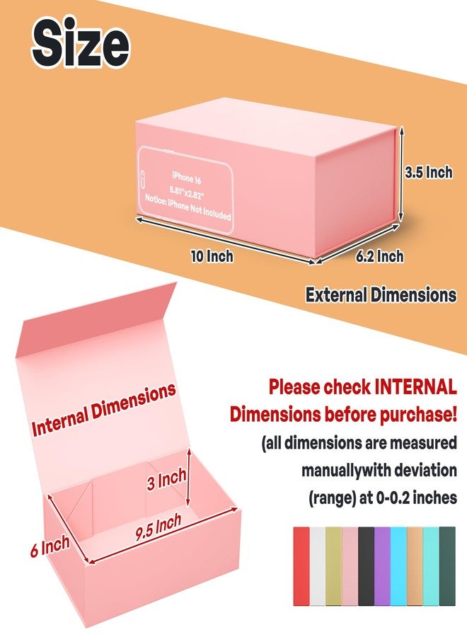RYDDOY 5 Pack Pink Gift Box, 9.5x6x3'' Gift boxes for Presents with Lids Magnetic Closure Rectangle Collapsible for Bridesmaid Proposal Box, Wedding, Christmas, Halloween, Birthday Gift Packging - Image 2