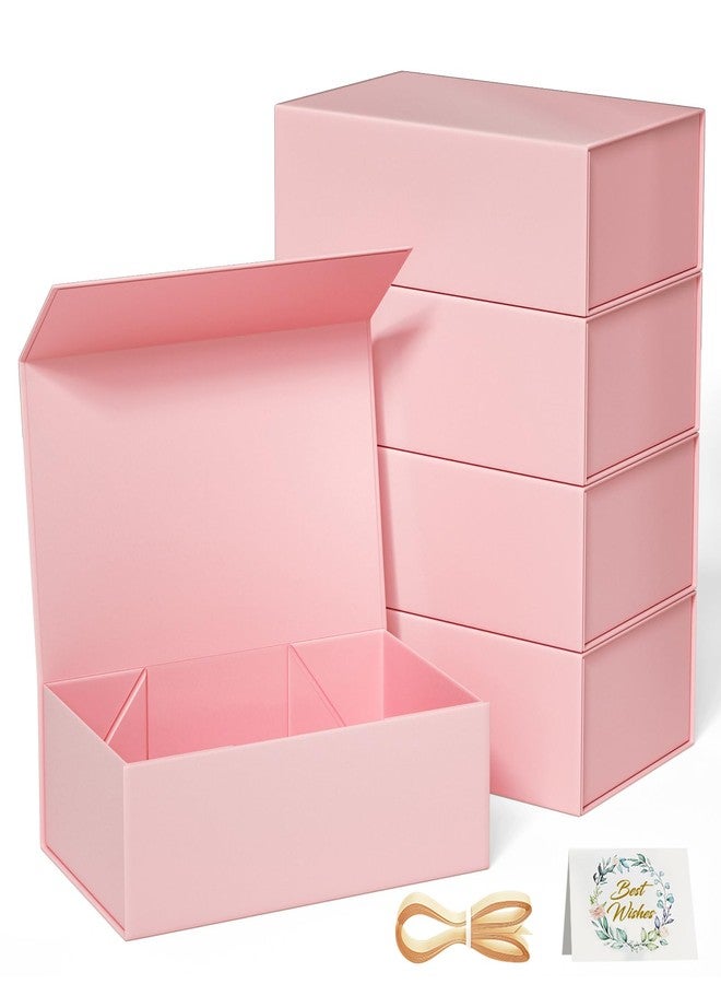 RYDDOY 5 Pack Pink Gift Box, 9.5x6x3'' Gift boxes for Presents with Lids Magnetic Closure Rectangle Collapsible for Bridesmaid Proposal Box, Wedding, Christmas, Halloween, Birthday Gift Packging - Image 1