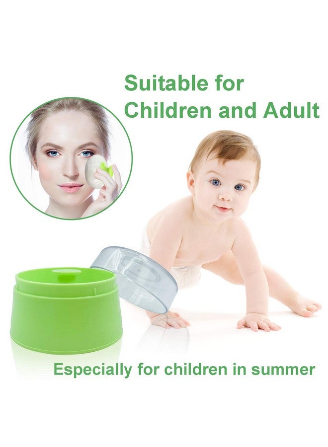 أوراسين علبة نفخة بودرة أطفال خالية من مادة BPA، علبة كبيرة بحجم 2.8 بوصة من البودرة المنفوشة للجسم بعد الاستحمام، حاوية نفخة بودرة للعناية بالوجه/الجسم للأطفال، حاوية بودرة التلك التجميلية مع حامل يدوي (أخضر) - Image 2