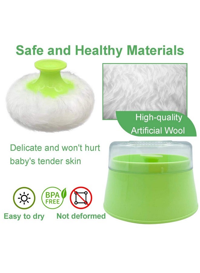 أوراسين علبة نفخة بودرة أطفال خالية من مادة BPA، علبة كبيرة بحجم 2.8 بوصة من البودرة المنفوشة للجسم بعد الاستحمام، حاوية نفخة بودرة للعناية بالوجه/الجسم للأطفال، حاوية بودرة التلك التجميلية مع حامل يدوي (أخضر) - Image 4