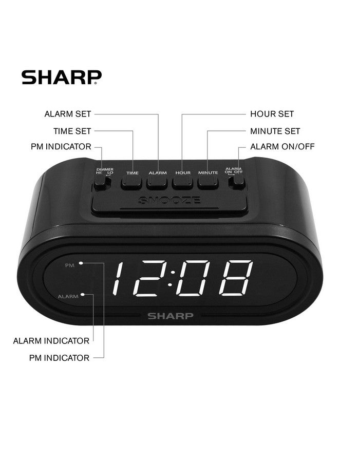 SHARP Digital Alarm with AccuSet - Automatic Smart Clock, Never Needs Setting (Midnight Black-White LED) - Image 2