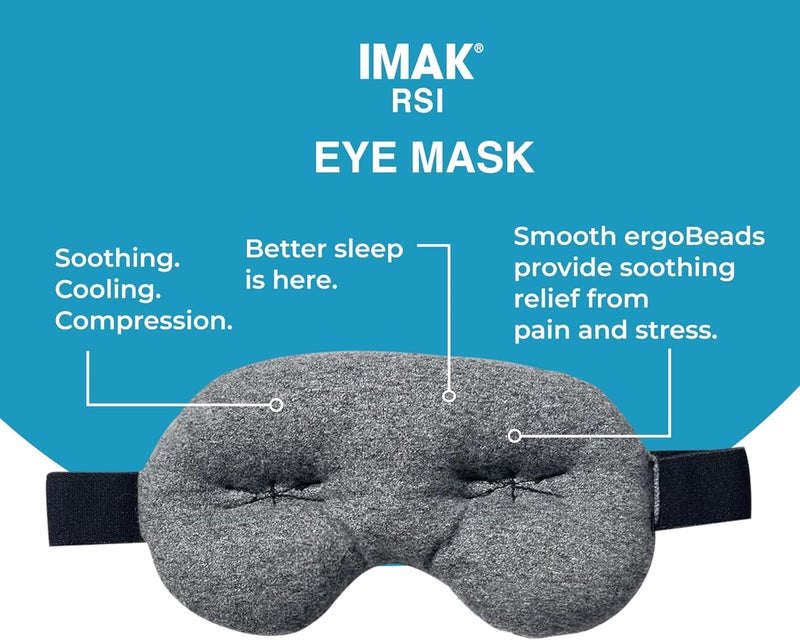 Brownmed وسادة العين IMAK - قناع نوم مع حبيبات إيرغو لتخفيف الألم - مساعدة للنوم مريحة وباردة - رمادي - Image 4