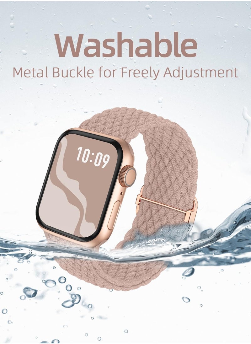 Generic - 4pcs Braided Stretchy Solo Loop Compatible for Apple Watch Band 38mm 40mm 41mm 42mm for Women Men, Nylon Elastic Straps Wristbands for iWatch Series 10 9 8 7 6 SE 5 4 3 2 Ultra Ultra 2 - Image 1