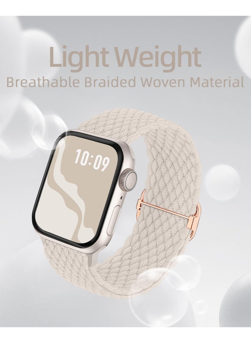 Generic - 4pcs Braided Stretchy Solo Loop Compatible for Apple Watch Band 38mm 40mm 41mm 42mm for Women Men, Nylon Elastic Straps Wristbands for iWatch Series 10 9 8 7 6 SE 5 4 3 2 Ultra Ultra 2 - Image 1