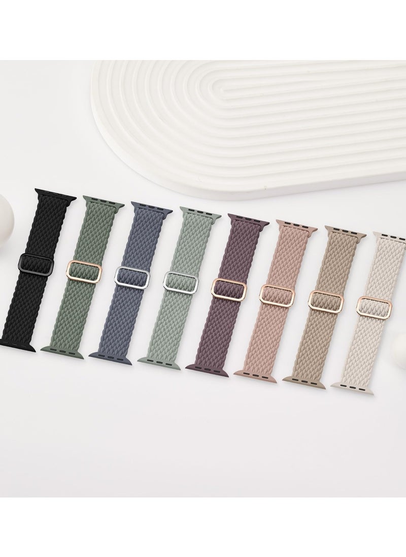 Generic - 4pcs Braided Stretchy Solo Loop Compatible for Apple Watch Band 38mm 40mm 41mm 42mm for Women Men, Nylon Elastic Straps Wristbands for iWatch Series 10 9 8 7 6 SE 5 4 3 2 Ultra Ultra 2 - Image 1