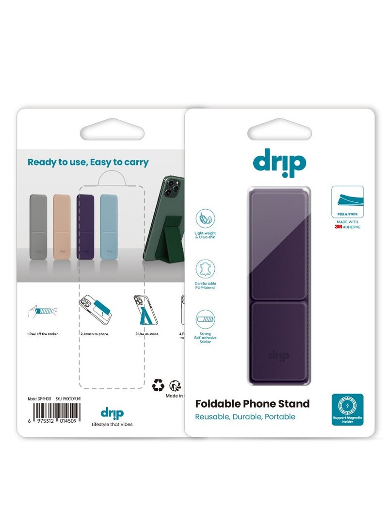 Drip Foldable Phone Stand - Lightweight, Durable, Portable, Multi-Functional with Ergonomic Design - Made with 3M Adhesive PU Material, Compatible with All Smartphones. - Image 1