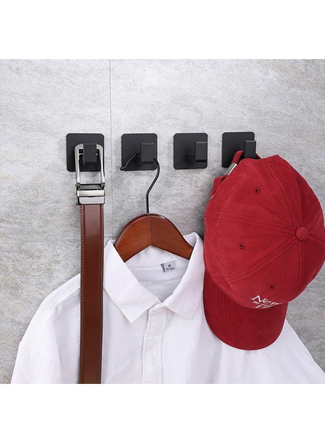 fantasize خطاف منشفة الحمام، 4 قطع خطافات مربعة ذاتية اللصق، خطاف رداء قوي بدون حفر، شماعة ملابس من الألمنيوم الثقيل، خطافات حائط للحمام وغرفة النوم والمطبخ (2 بوصة، أسود) - Image 4