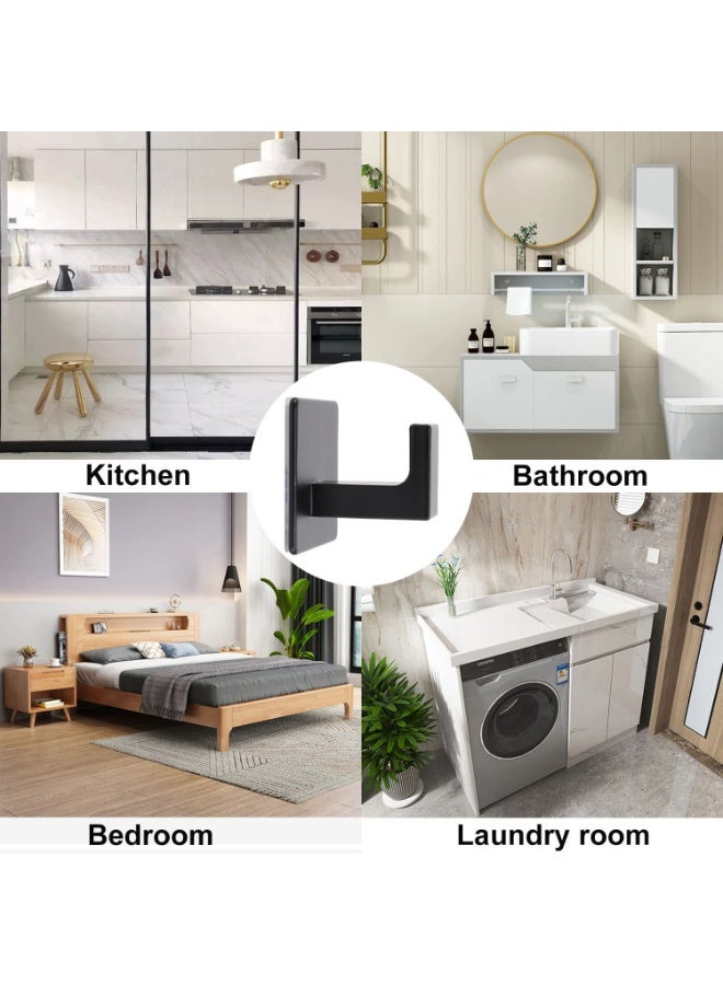 fantasize خطاف منشفة الحمام، 4 قطع خطافات مربعة ذاتية اللصق، خطاف رداء قوي بدون حفر، شماعة ملابس من الألمنيوم الثقيل، خطافات حائط للحمام وغرفة النوم والمطبخ (2 بوصة، أسود) - Image 5