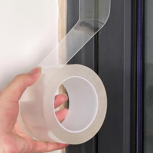 ZZJMCH Transparent Weather Sealing Tape, Clear Draft Isolation Film Tape for Door Draft Stopper, Adhesive Tape for Doors, Windows and Shower Glass Gaps - No Residue (1.2 Inch x 16Ft) - Image 1