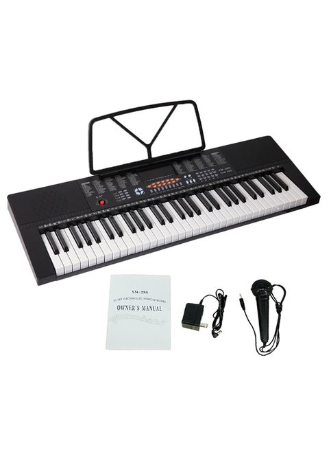61-Key Keyboard Digital Electric Piano Keyboard & Sheet Music Stand - Portable Electronic Keyboard for Beginners Kids Adults YM-288 Keyboard Piano Black