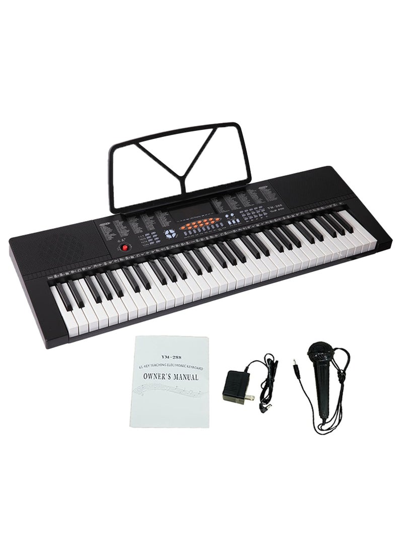 YONGMEI - 61-Key Keyboard Digital Electric Piano Keyboard & Sheet Music Stand - Portable Electronic Keyboard for Beginners Kids Adults YM-288 Keyboard Piano Black - Image 1