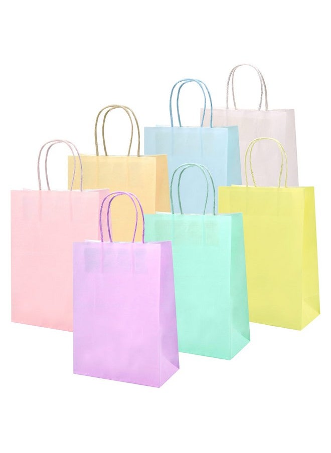 MAMUNU 28 Pcs Party Favor Gift Bags With Handles Pastel Paper Gift Bags Bulk Assorted 7 Colors Rainbow Gift Bags For Birthday Wedding Baby Shower Shopping Parties 8.6" X 6.3" X 3.2"  - Image 1