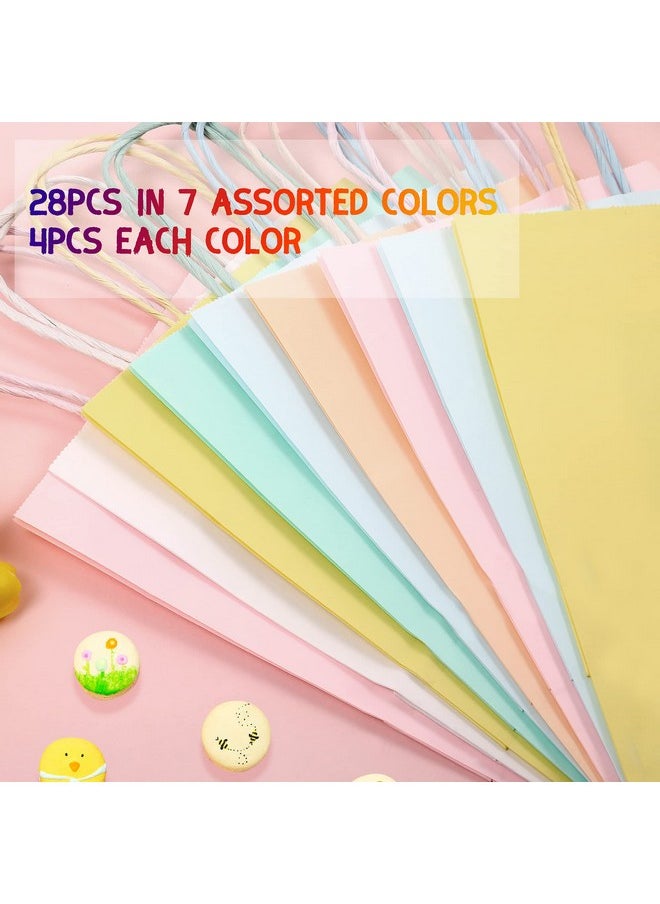 MAMUNU 28 Pcs Party Favor Gift Bags With Handles Pastel Paper Gift Bags Bulk Assorted 7 Colors Rainbow Gift Bags For Birthday Wedding Baby Shower Shopping Parties 8.6" X 6.3" X 3.2"  - Image 5