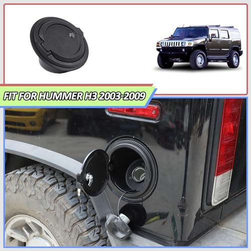 Qiosreui Fuel Filler Door Locking Gas Tank Cap Cover for Hummer H2 2003-2009 Accessories Fuel Filler Door Gas Cap Cover Anti-theft Locking Fuel Filler Tank Cover Fuel/Gas Tank Cap Replacement Aluminum (Black1) - Image 4