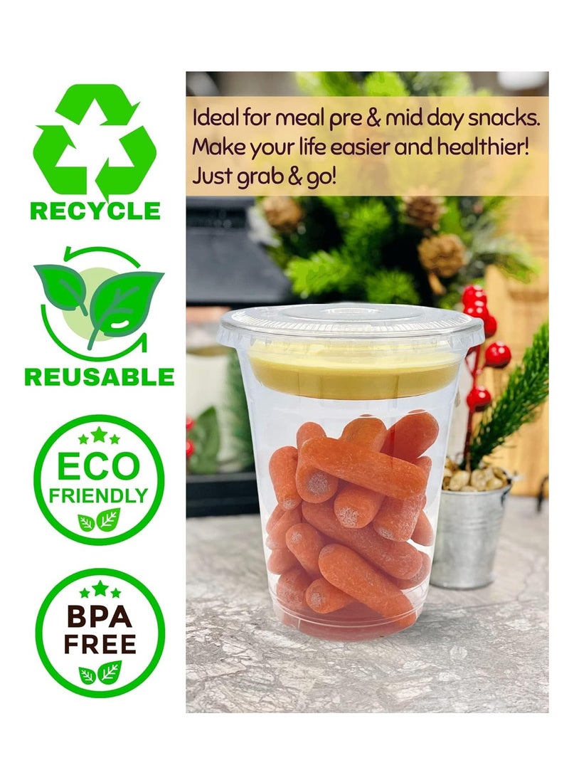 SYOSI - 100 Sets of 12 Oz Clear Plastic Parfait Cups with Lids & Inserts - Leak Proof, Reusable & Disposable Dessert Cups - Ideal for Yogurt, Cereal, Dips, Fruits, and Snacks - Image 1