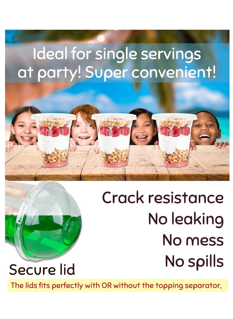 SYOSI - 100 Sets of 12 Oz Clear Plastic Parfait Cups with Lids & Inserts - Leak Proof, Reusable & Disposable Dessert Cups - Ideal for Yogurt, Cereal, Dips, Fruits, and Snacks - Image 1