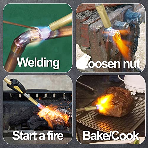 GorFanty Propane Torch Head with 4.7Ft Hose, MAP Mapp Gas Torch kit Turbo Torch Self Igniter Trigger Start Adjustable Flame Valve Brass Tip CGA600 Interface for Soldering Brazing Plumbing Welding BBQ Lighting. - Image 5