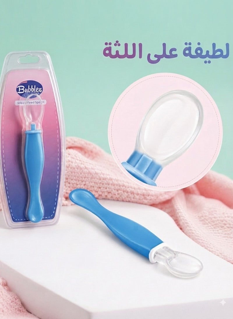 Bubbles Silicone Baby Spoon - Blue - Image 3