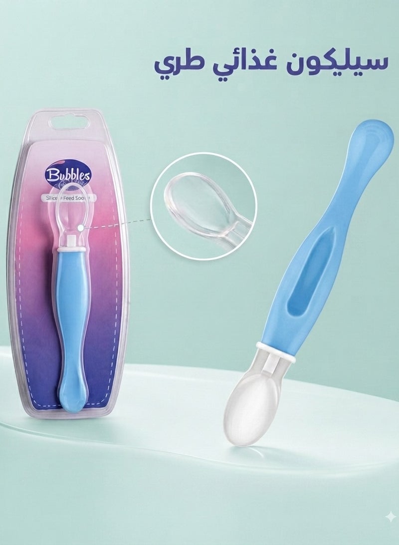 Bubbles Silicone Baby Spoon - Blue - Image 4