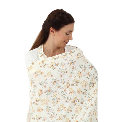 insular Muslin Nursing Cover for Breastfeeding Breathable Privacy Nursing Covers with Arch Neckline for Mom Soft Cotton Multiuse Nursing ApronFloral - Image 1