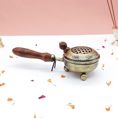 DOKCHAN Iron dhuni with Wooden Holder for Lohan dhoop dhuni, for Pooja, Temple, Home/use Diwali Special Pooja dhoop dhuni with Wooden Holder (Small) - Image 4