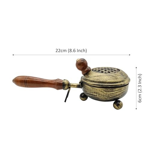DOKCHAN Iron dhuni with Wooden Holder for Lohan dhoop dhuni, for Pooja, Temple, Home/use Diwali Special Pooja dhoop dhuni with Wooden Holder (Small) - Image 2