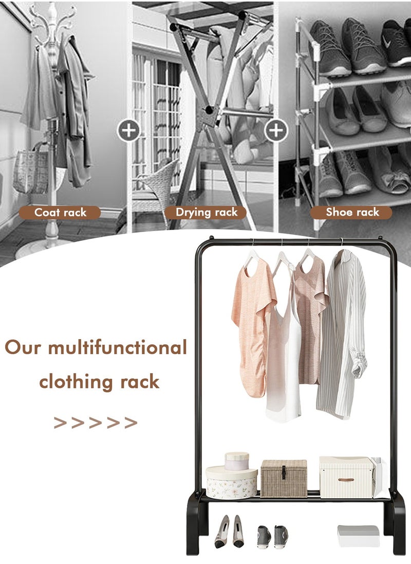 Sinyin Clothes Rack, Clothes Hanger With Bottom Storage Rack, Metal Clothes Hanger For Bedroom Home Office, Multifunctional Clothes Hanger, Easy To Assemble, Black  - Image 4