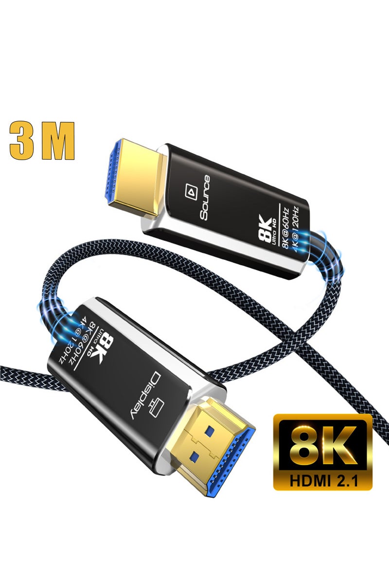 X-level 8K Fiber Optic HDMI Cables 3M, 48Gbps Ultra High Speed HDMI 2.1 Cable, 8K@60Hz, 4K@240Hz/144Hz/120Hz, Support eARC/Dolby/HDR 10+/HDCP 2.2&2.3, Compatible with PS5/Xbox Series X/Samsung/ LG 8K TV/Home Theater (Black) - Image 1
