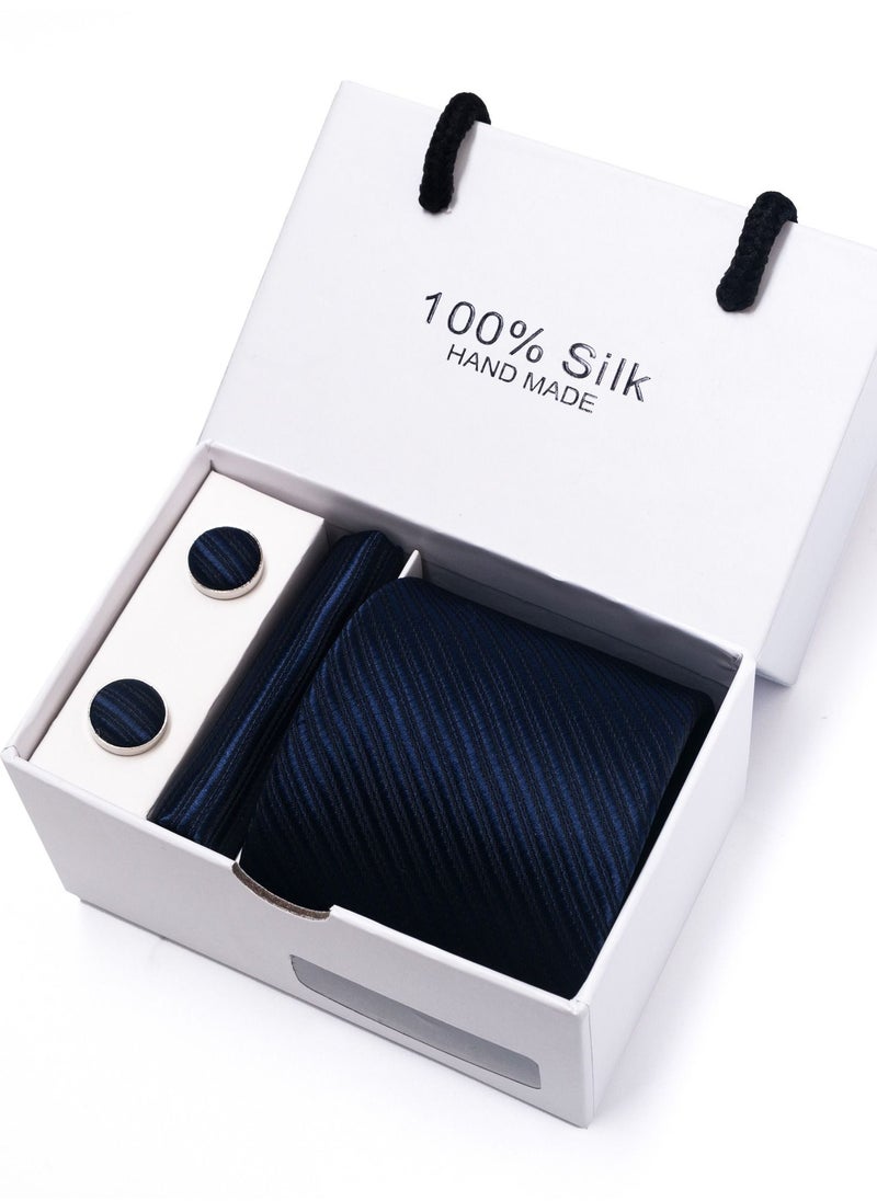 Loquat Dark Blue Necktie Suit Gift Box Set 