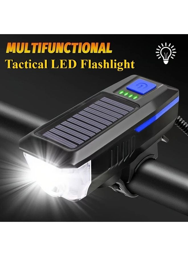 Blue USB Rechargeable Tactical Flashlight Horn 3 Mode Ultra Bright LED For Camping Hiking Cycling Handheld Emergency Light - Image 5