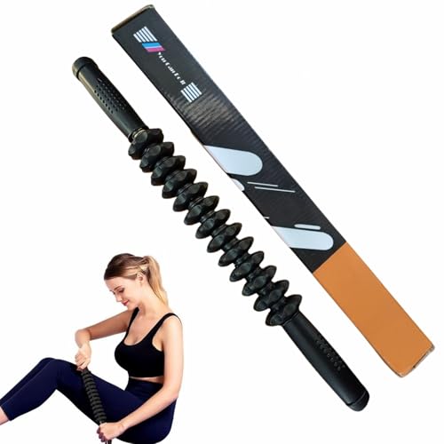 UDKI Muscle Roller Stick with Non-Slip Handle for Deep Tissue Massage - Neck, Back, Leg & Arm Exercise, Yoga & Fitness - Multifunctional Sports Equipment for Athletes, 45cm, Black - Image 1
