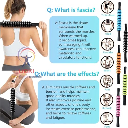 UDKI Muscle Roller Stick with Non-Slip Handle for Deep Tissue Massage - Neck, Back, Leg & Arm Exercise, Yoga & Fitness - Multifunctional Sports Equipment for Athletes, 45cm, Black - Image 4