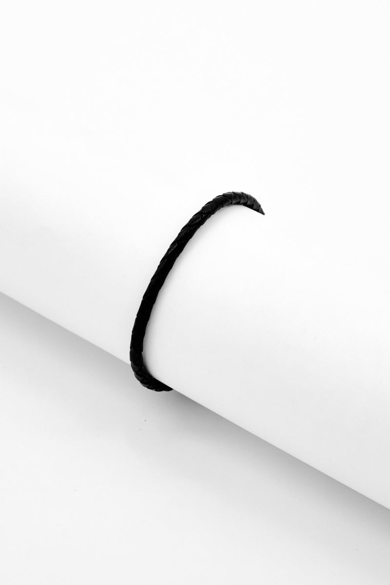 NAUTICA Men Braided Leather Star Bar Bracelet, Black - Image 2