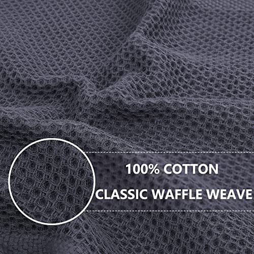 Homaxy 100 Cotton Oversized Waffle Weave Kitchen Dish Towels Ultra Soft Absorbent Quick Drying Cleaning Towel 20 x 28 Inches 4Pack Dark Grey - Image 3