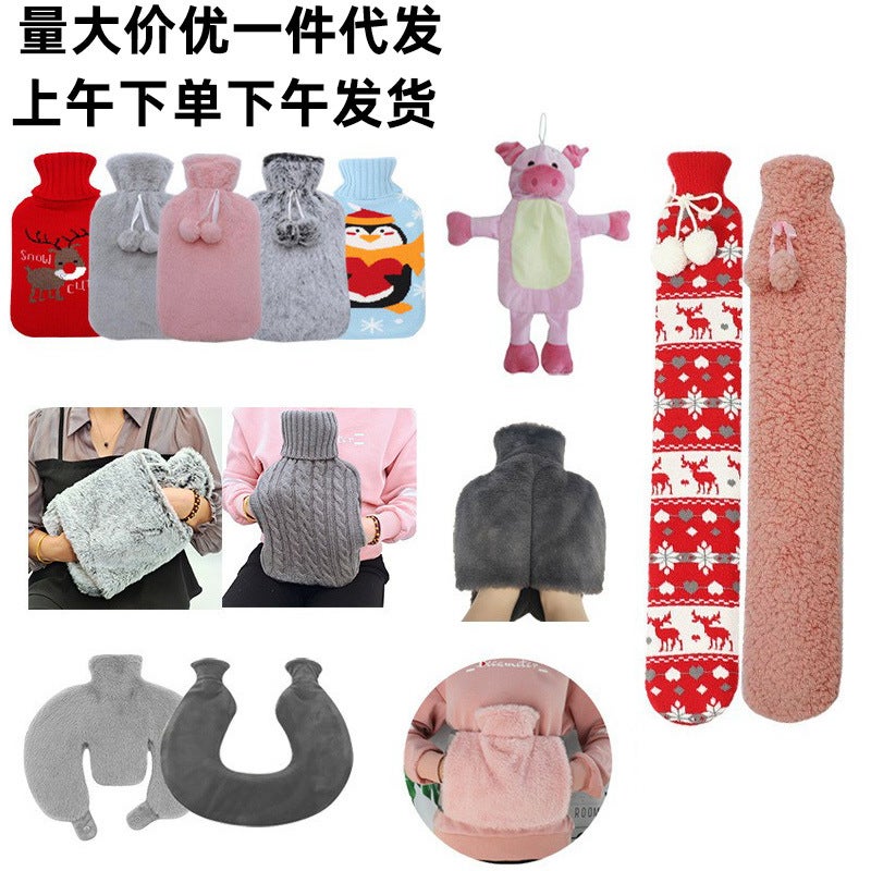 Long Rubber Water Bag Water Injection Explosion-Proof Hand Warmer Water Plush Student Hand Warmer Warm Water Bag - Image 3