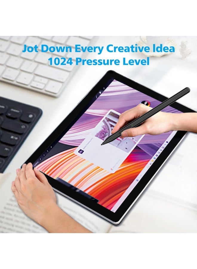 Stylus Pen Compatible with Microsoft Surface Pro 11, 10, 9, 8, X, 7+, 6, 5, 4, Surface Go 4, 3, 2, 1, Laptop 1-5, Studio 2, Book 3, 2, 1, 1024 Pressure Levels, Palm Rejection, Tilt, Eraser Side Button - Image 2