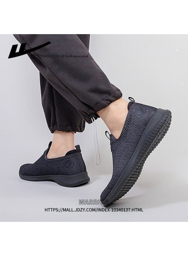 Pull Back Warrior Men'S Shoes Elderly Shoes Men Summer New Breathable Comfortable Flying Woven Shoes Deep Gray 41 - Image 2