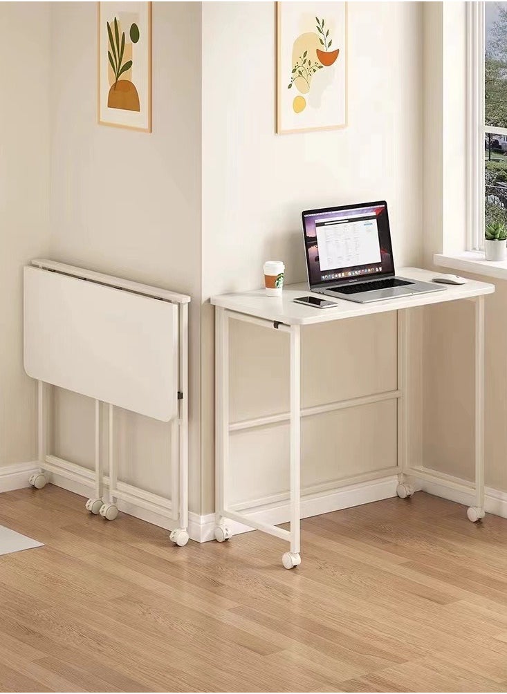 Peachjoy - Game Table Folding Table Simple Home Office Desk Movable Computer Desk Add Thick Desktop Space-saving Folding Table Study Writing Desk Game Table for Small Spaces - Image 1