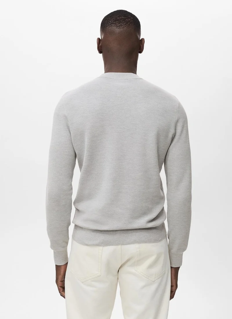 Mango Man Microstructured cotton knitted sweater