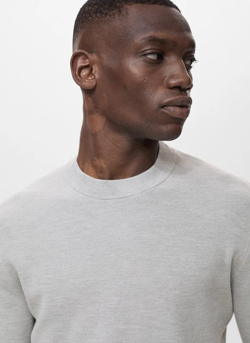 Mango Man Microstructured cotton knitted sweater
