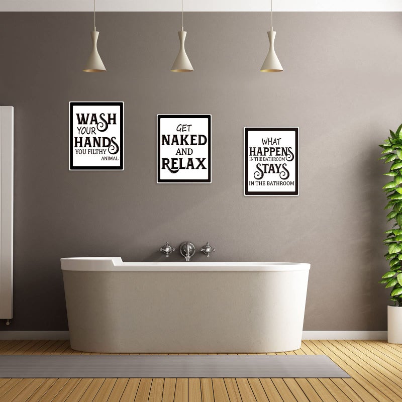 Zonon 9 Pieces Bathroom Wall Decor, Funny Vintage Bathroom Signs Washroom Quotes Sayings Art Prints Washroom Posters for Wall Restroom Toilet Decoration Pictures, Unframed(Black Font) - Image 5