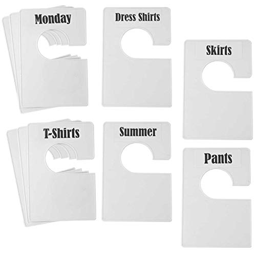 DMLNN 10 Pack White Clothing Rack Size Dividers Plus 60 Labels (1 Inch) and 16 Large Blank Labels, Large Rectangular Clothing Closet dividers (Pearl White) - Image 1