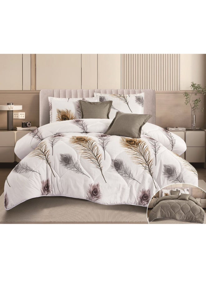 SMART HOME 100% Microfiber Single Bed Mattress, Geometric Design Bed Cover, Reversible, Set of 4, Size 230X170cm - Image 1