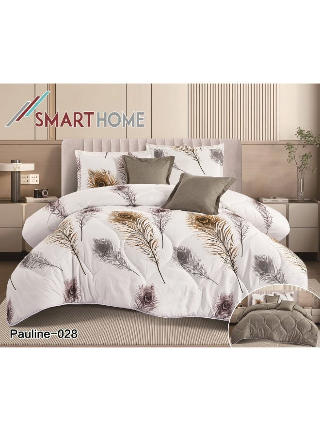 SMART HOME 100% Microfiber Single Bed Mattress, Geometric Design Bed Cover, Reversible, Set of 4, Size 230X170cm - Image 4