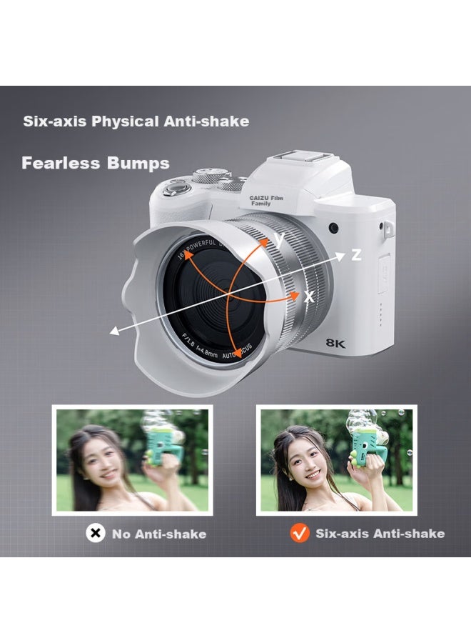 Caizu 88 Million Pixel Dual Camera Selfie Lens Digital Camera, 8k Video Entry-level Vlog Mirrorless Camera, 1/2 Inch Sensor, F1.8 Large Aperture, Touchscreen, Wifi, Image Stabilization, 256gb - Image 2