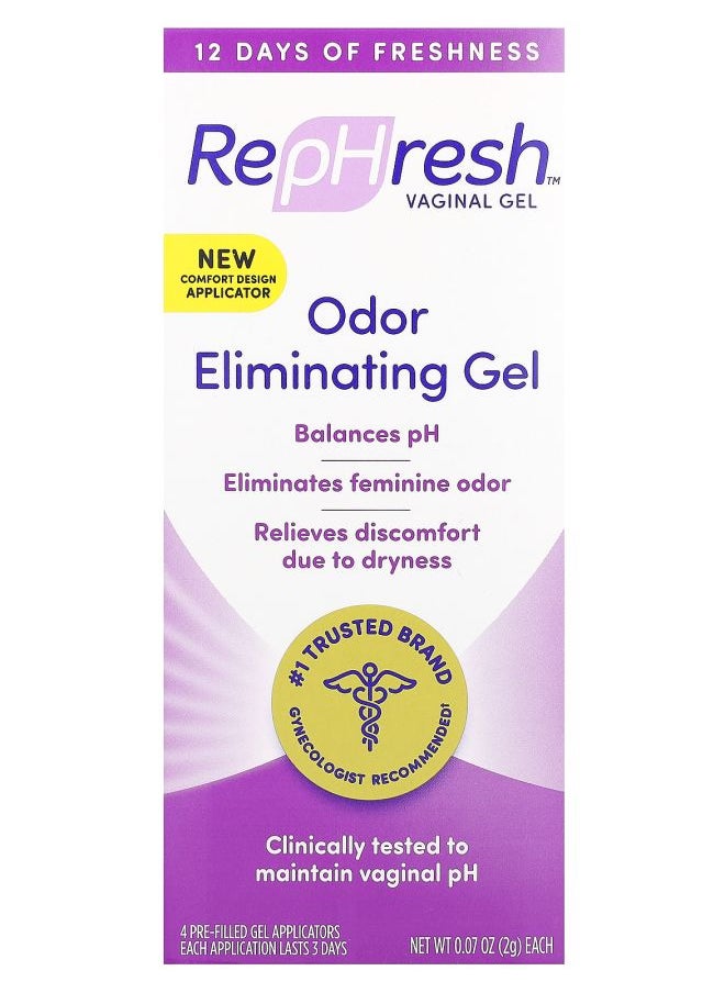 Rephresh - Vaginal Gel Odor Eliminating Gel 4 Pre-Filled Gel Applicators 0.07 oz (2 g) Each - Image 1