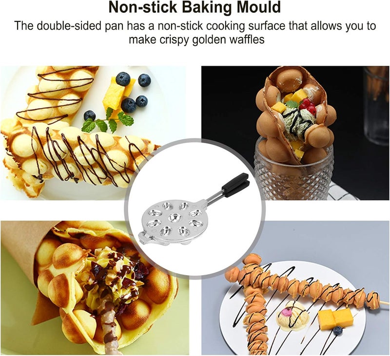 klarako Portable Waffles Maker, Aluminium Alloy Non?Stick Bubble Cake Tray Egg Cake Pan for Breakfast Kitchen Baking Tool - Image 4
